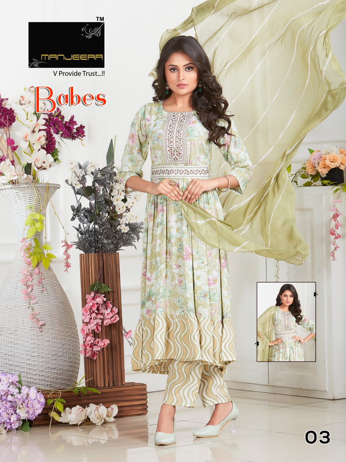 Manjeera Babes Capsule Print Readymade Suits Catalog